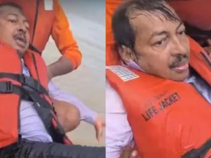 Bihar Water Resources Department Chief Engineer Anwar Jameel falling in strong current river Ganga life jacket and NDRF team saved | Bihar Water Resources Department: वोट से गंगा नदी की तेज धार में गिरे मुख्य अभियंता अनवर जमील, लाइफ जैकेट और एनडीआरएफ की टीम ने बचाया