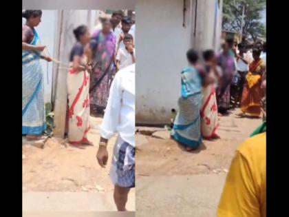 Karnataka Woman Tied to Electric Pole Assaulted after son elopes with girl in Haveri Video viral | कर्नाटक: बेलगाम की तरह हावेरी में बुजुर्ग के साथ बर्बरता, बेटे के लड़की भगाने पर मां को मिली सजा; दिल दहला देने वाला वीडियो वायरल Karnataka Woman Tied to Electric Pole Assaulted after son elopes with girl in Haveri Video viral | कर्नाटक: बेलगाम की तरह हावेरी में बुजुर्ग के साथ बर्बरता, बेटे के लड़की भगाने पर मां को मिली सजा; दिल दहला देने वाला वीडियो वायरल