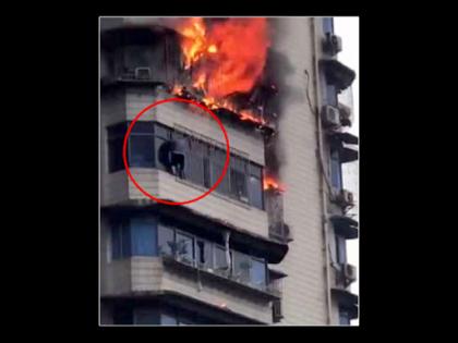 China: 23-story hogman, video viral to avoid fire | आग से बचने के लिए 23-मंजिला से झूला व्यक्ति, वीडियो वायरल
