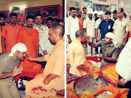 Officers close hands and sit low in front of yogi Adityanath in uttar pradesh photos go viral | उत्तर प्रदेश: सीएम योगी आदित्यनाथ के सामने हाथ जोड़ घुटने के बल बैठा अधिकारी, फोटो वायरल Officers close hands and sit low in front of yogi Adityanath in uttar pradesh photos go viral | उत्तर प्रदेश: सीएम योगी आदित्यनाथ के सामने हाथ जोड़ घुटने के बल बैठा अधिकारी, फोटो वायरल