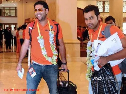 IPL 2019: Rohit Sharma welcomes Yuvraj Singh to City of Heroics | IPL: रोहित शर्मा ने युवराज सिंह का इस अंदाज में किया स्वागत, मुंबई ने युवी पर लगाया 1 करोड़ का दांव