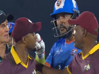 Yuvraj Singh & Tino Best Involved In Heated Clash; Brian Lara Diffuses Tension; Video | Video: मास्टर लीग के फाइनल में युवराज सिंह और टीनो बेस्ट के बीच तीखी झड़प, ब्रायन लारा ने किया बीच-बचाव