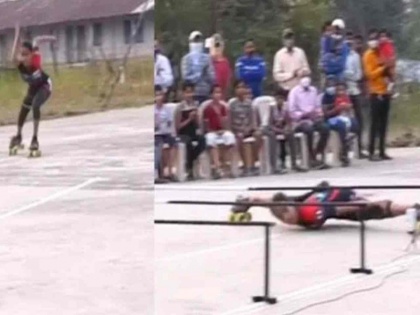 Shrishti dharmendra sharma creates world record for fastest limbo skating under ten bars watch video | लिम्बो स्केटर सृष्टि शर्मा ने बनाया वर्ल्ड रिकॉर्ड, वायरल वीडियो देखकर लोग बोले - वाह क्या बात है