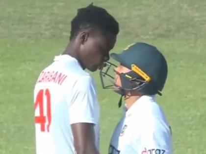 Zimbabwe cricketer Blessing runs into Bangladesh player Taskin Ahmed face in Test match see video | बांग्लादेशी बल्लेबाज तस्कीन अहमद और जिम्बाब्वे के गेंदबाज मुजराबानी में भिड़ंत, हाथापाई की नौबत, देखें वीडियो