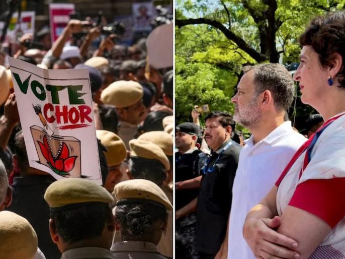 राहुल और प्रियंका का आकाशवाणी भवन में प्रवेश, विपक्षी मार्च का समापन