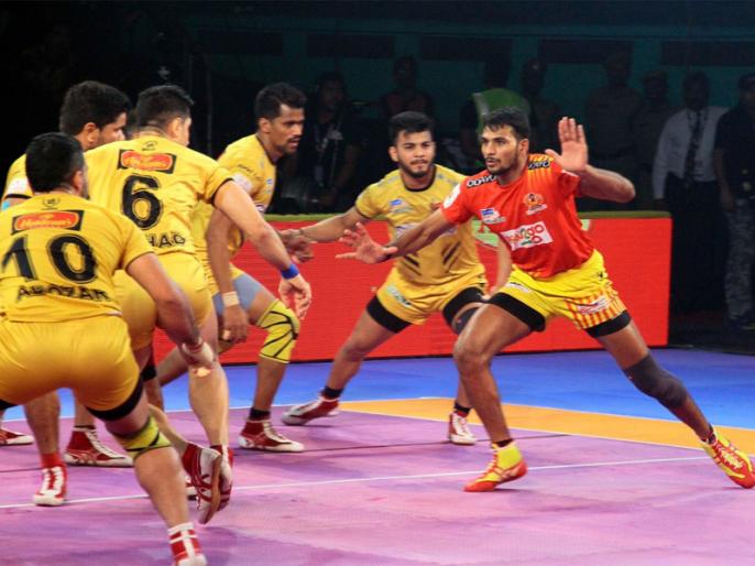 Pro Kabaddi League: Gujarat Fortunegiants beat Telugu Titans by 29-27 | Pro Kabaddi: प्वाइंट्स टेबल में टॉप पर पहुंची गुजरात की टीम, तेलुगू टाइटंस को 29-27 हराया Pro Kabaddi League: Gujarat Fortunegiants beat Telugu Titans by 29-27 | Pro Kabaddi: प्वाइंट्स टेबल में टॉप पर पहुंची गुजरात की टीम, तेलुगू टाइटंस को 29-27 हराया