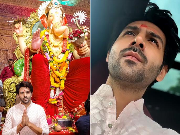 Kartik Aaryan visits lalbaugcha raja to seek the blessings of Ganpati ...
