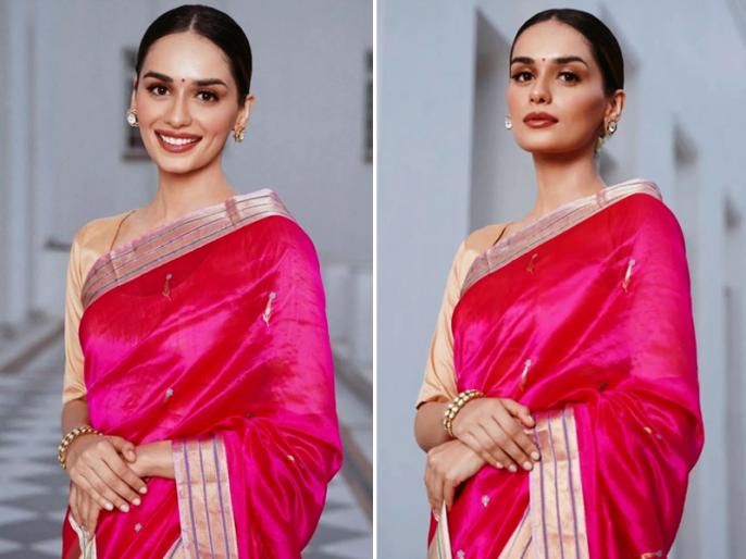 manushi chhillar look beautiful in pink silk saree busy promoting her  upcoming film 'Samrat Prithviraj' | मानुषी छिल्लर ने पिंक साड़ी में ढाया  कहर, सिंपल लुक से लूटी महफिल | Lokmat News Hindi