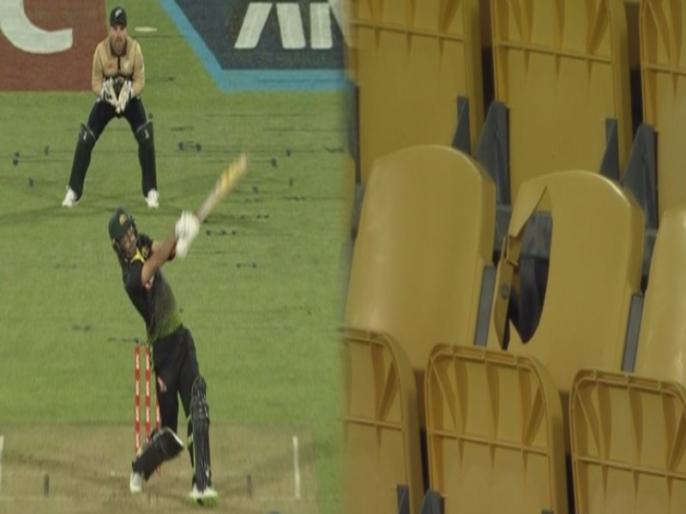Glenn Maxwell destroys seat as he smashes 28 runs off one Black Caps over in Wellington T20 clash | विराट कोहली की टीम में शामिल होते ही ग्लेन मैक्सवेल ने खेली धमाकेदार पारी, महज 13 गेंदों में जड़ दिए 62 रन, तोड़ डालीं स्टेडियम की कुर्सियां Glenn Maxwell destroys seat as he smashes 28 runs off one Black Caps over in Wellington T20 clash | विराट कोहली की टीम में शामिल होते ही ग्लेन मैक्सवेल ने खेली धमाकेदार पारी, महज 13 गेंदों में जड़ दिए 62 रन, तोड़ डालीं स्टेडियम की कुर्सियां